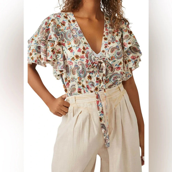 Intimately | Free People | Call Me Later Printed Bodysuit | NWOT! - Picture 1 of 11